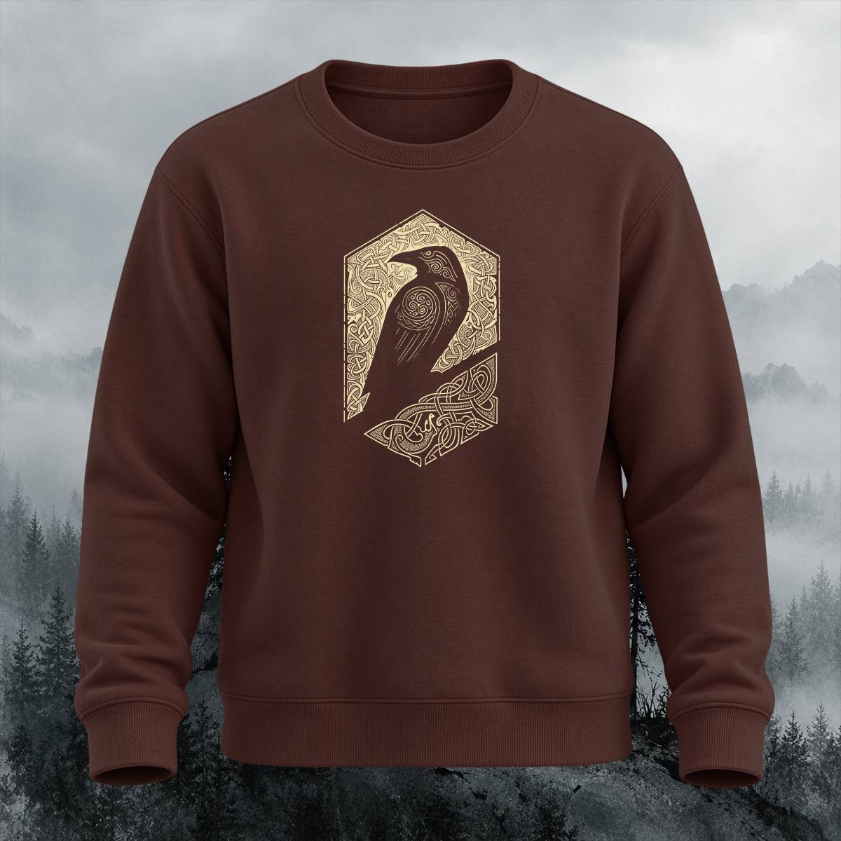 Viking Raven Celtic Knot Graphic Crewneck Sweatshirt