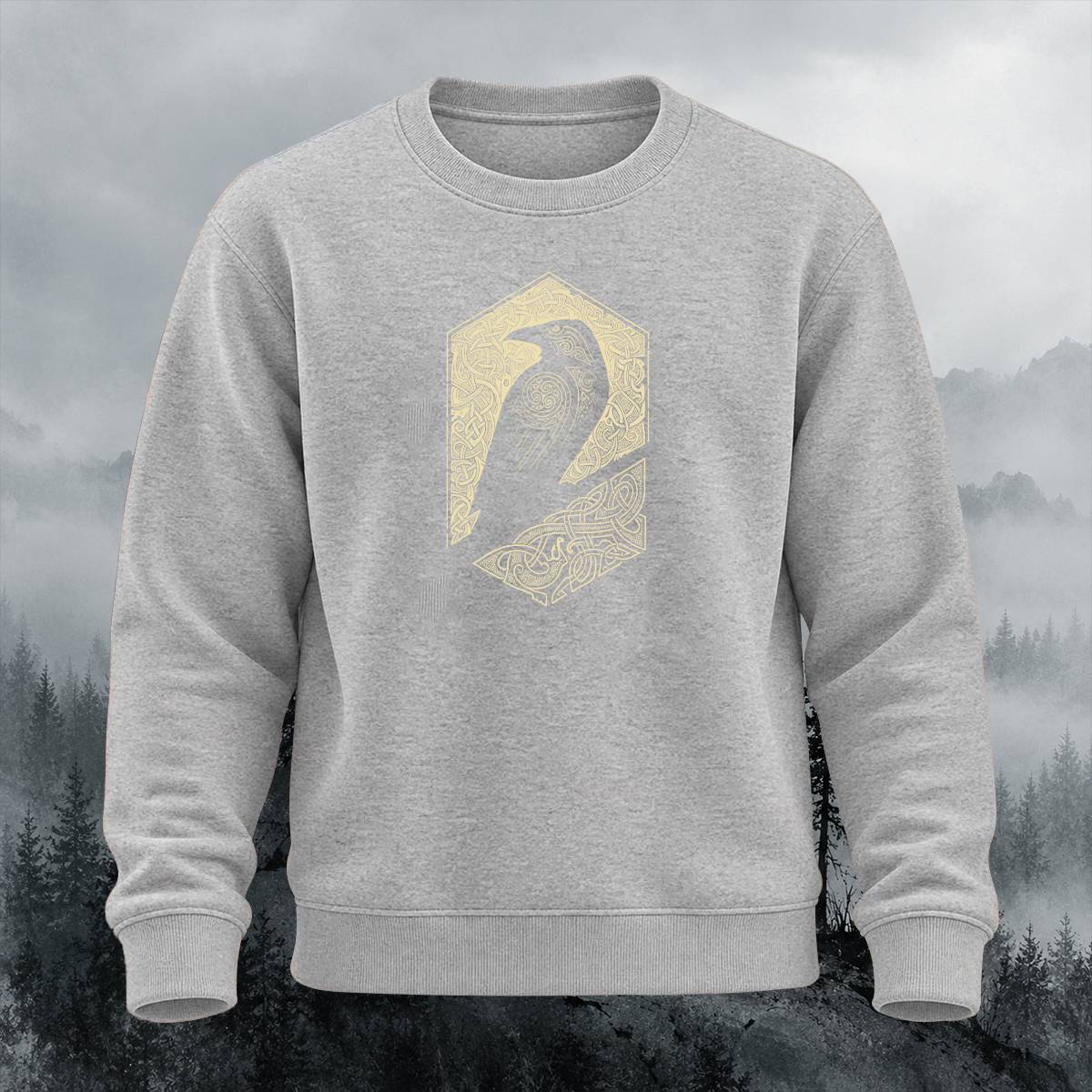 Viking Raven Celtic Knot Graphic Crewneck Sweatshirt
