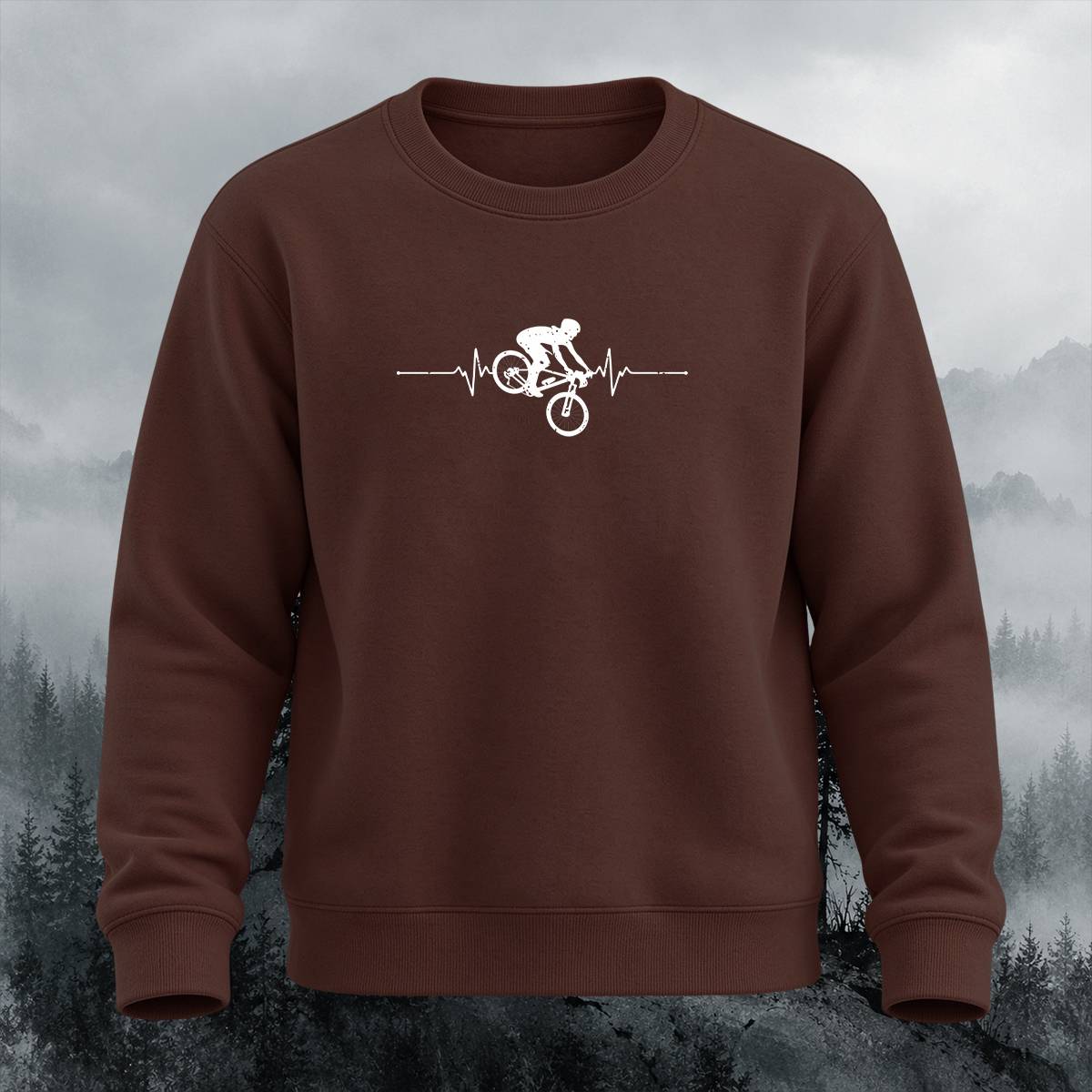 Mountain Biker Heartbeat Casual Crewneck Sweatshirt