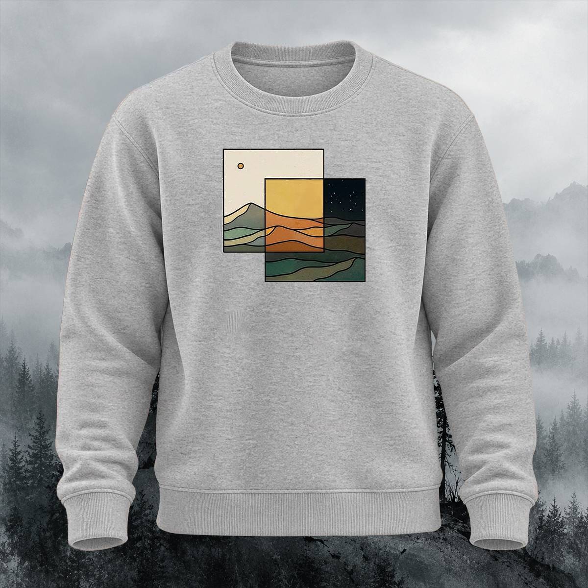 Abstract Mountain Landscape Outdoor Crewneck Sweatshirt