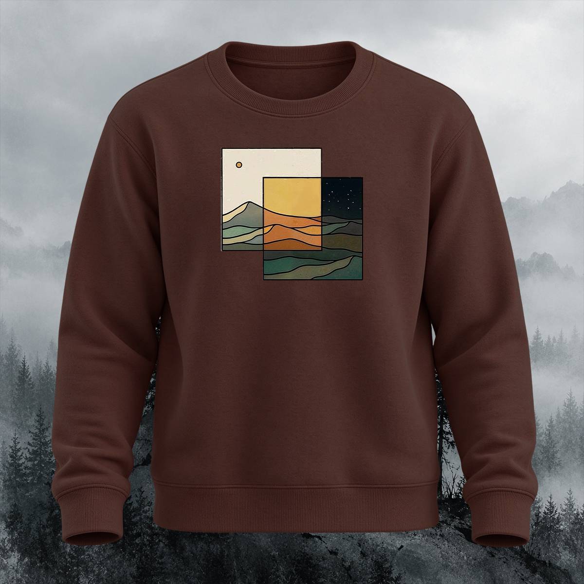 Abstract Mountain Landscape Outdoor Crewneck Sweatshirt