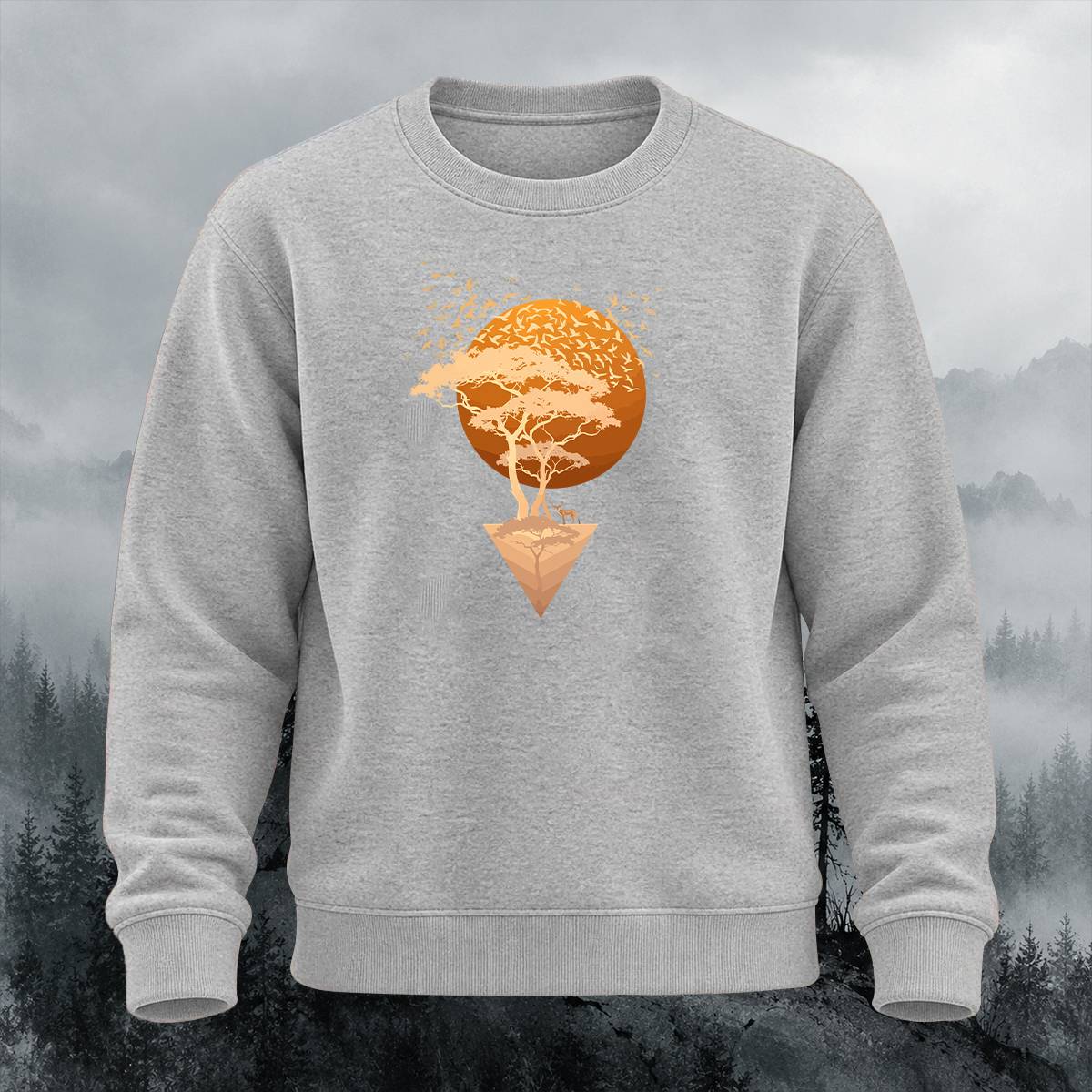 Floating Tree Sunset Outdoor Casual Crewneck Sweatshirt