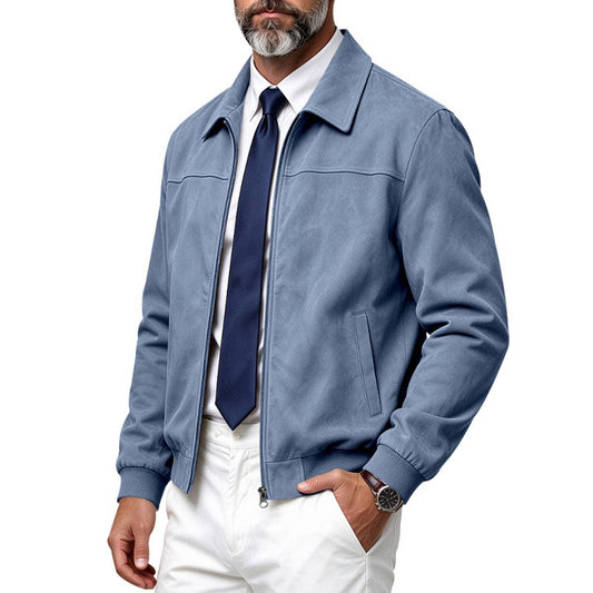 Men's Solid Color Suede Vintage Casual Jacket