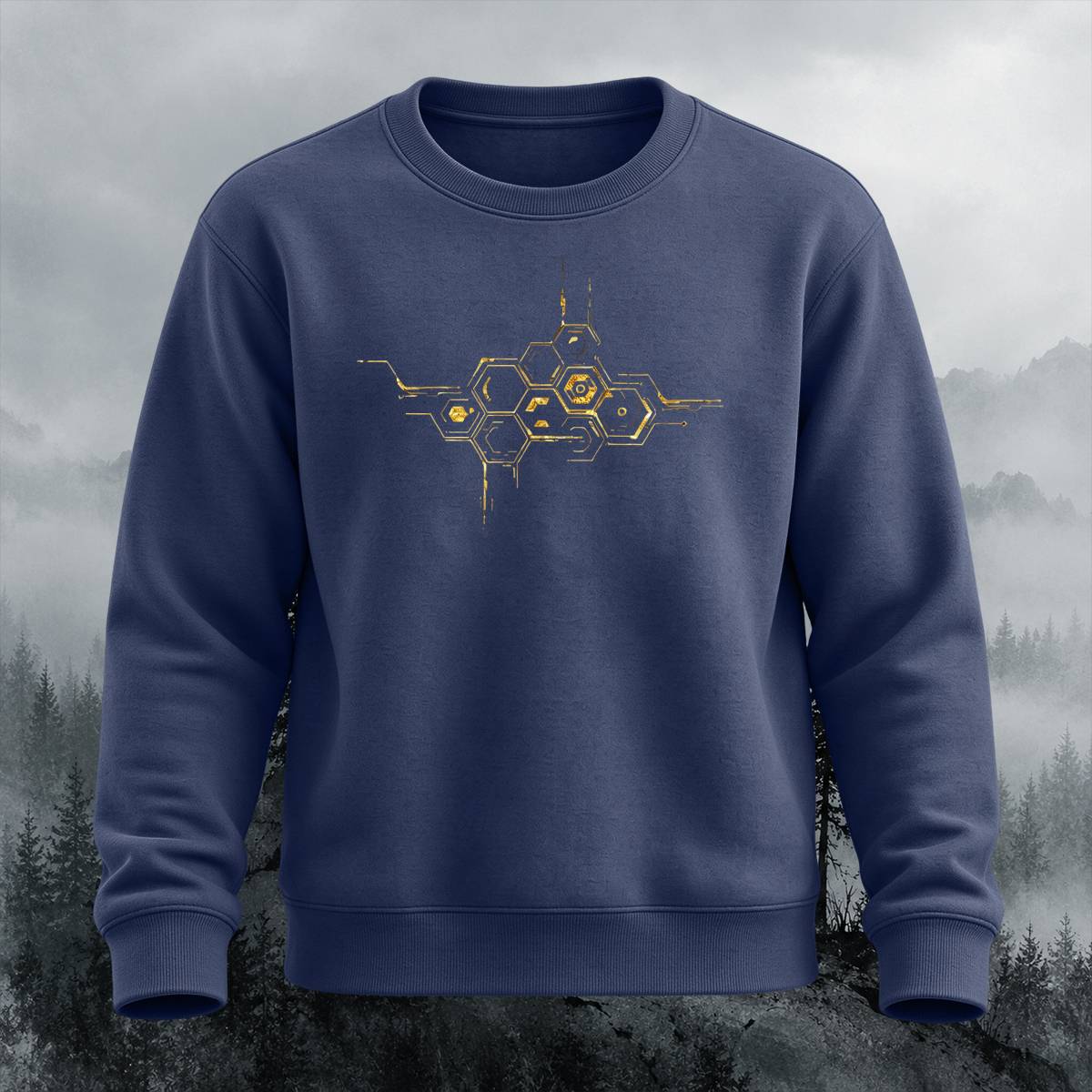 Hexagon Tech Circuit Casual Crewneck Sweatshirt
