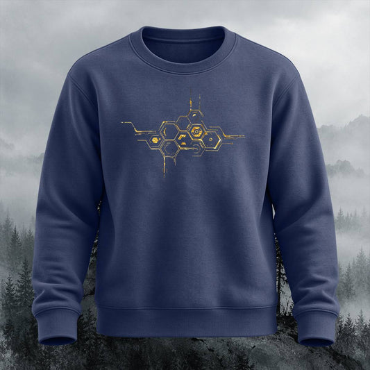 Hexagon Tech Circuit Casual Crewneck Sweatshirt