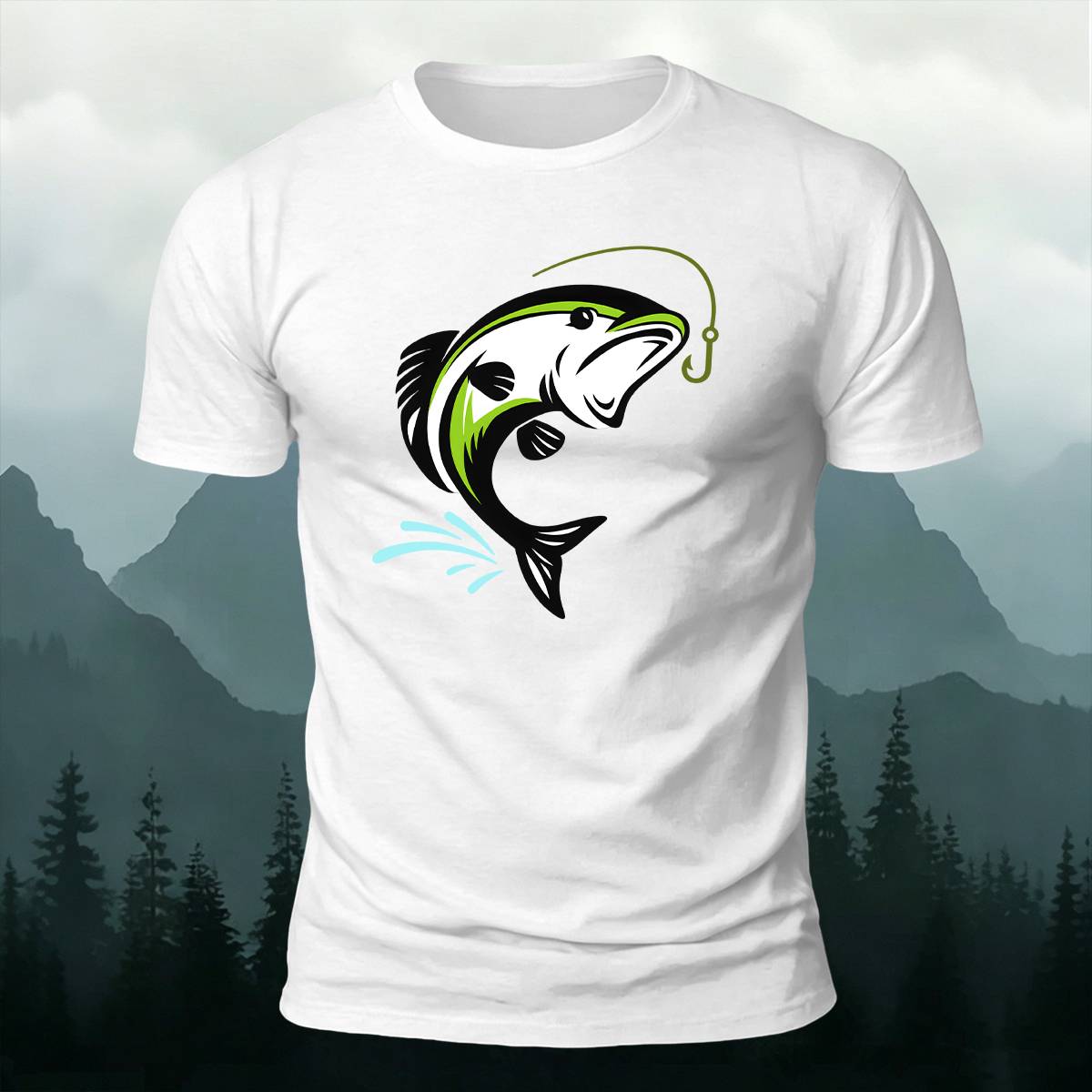 Jumping Bass Fish Hook Outdoor Premium Cotton Tee