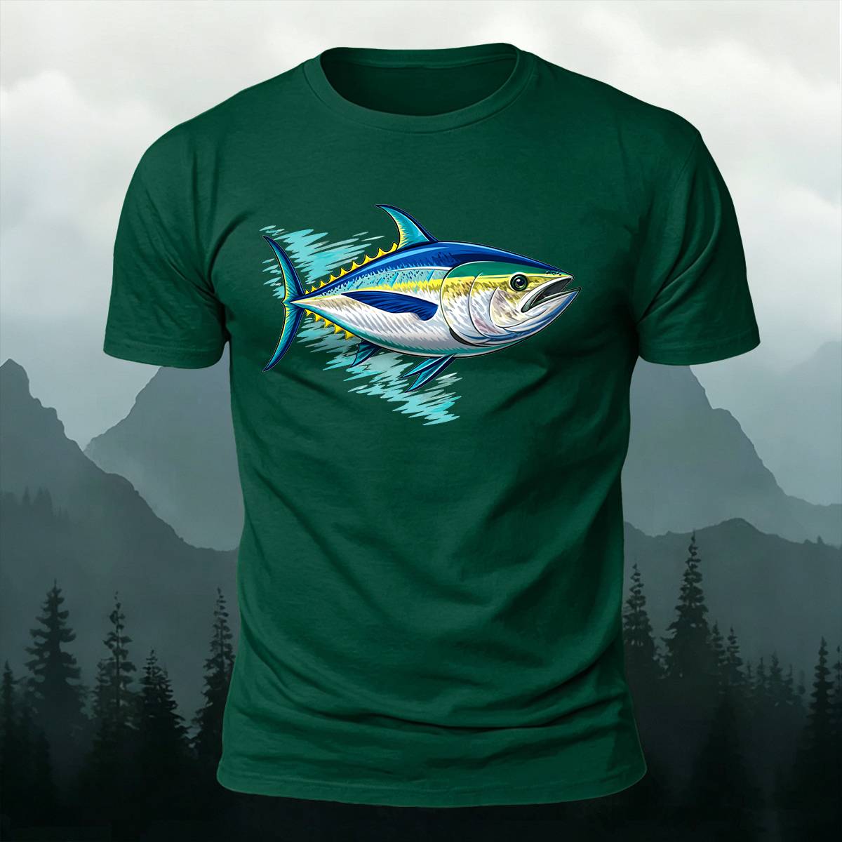 Colorful Tuna Fish Splash Outdoor Casual Cotton Tee