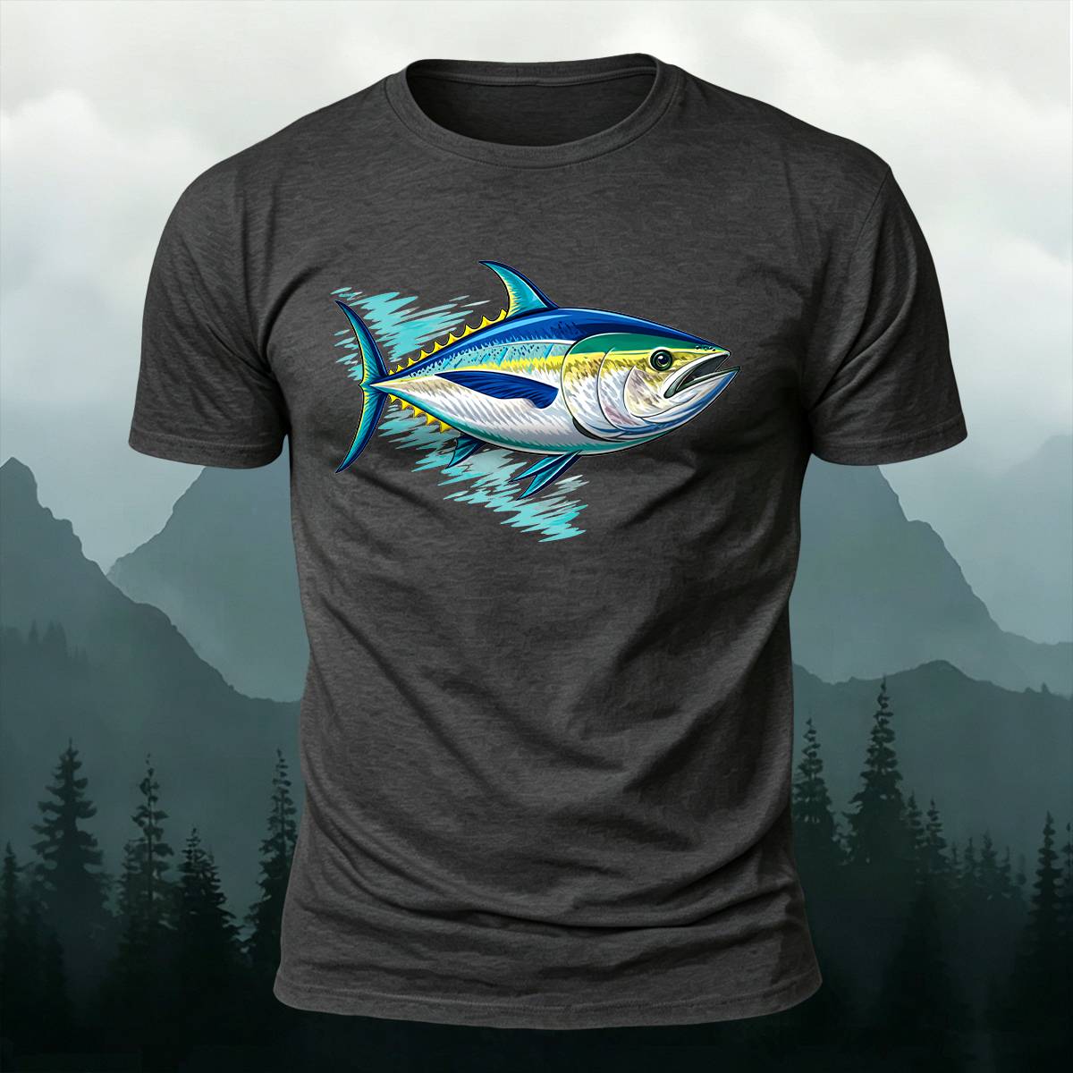 Colorful Tuna Fish Splash Outdoor Casual Cotton Tee