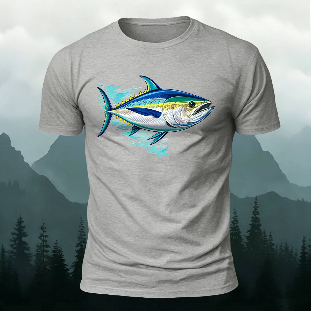 Colorful Tuna Fish Splash Outdoor Casual Cotton Tee