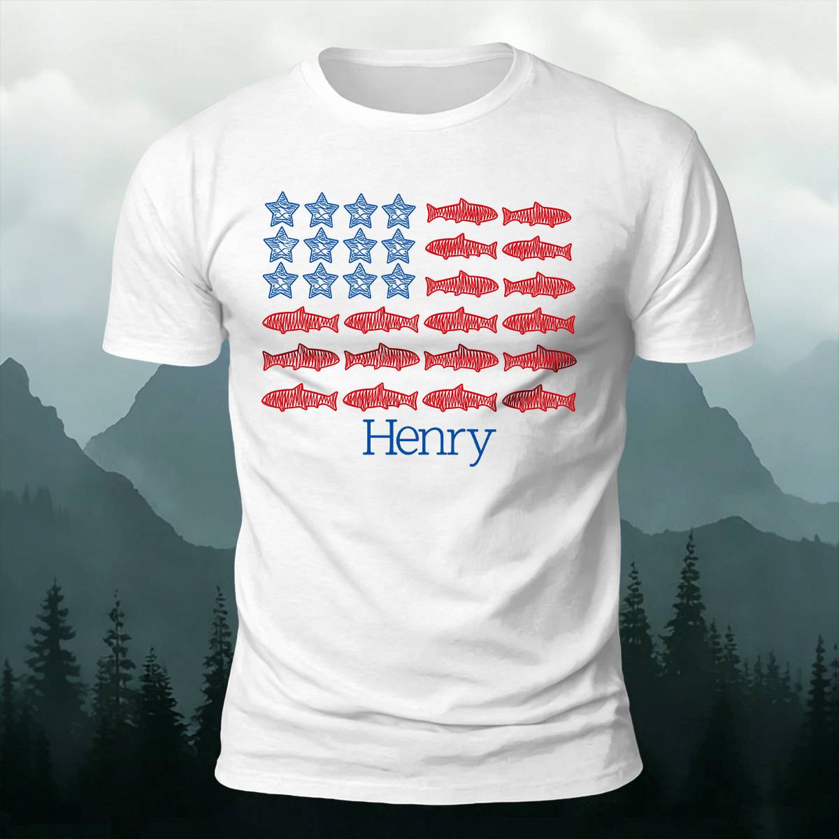 Creative Star & Fish Graphic Outdoor Casual Tee