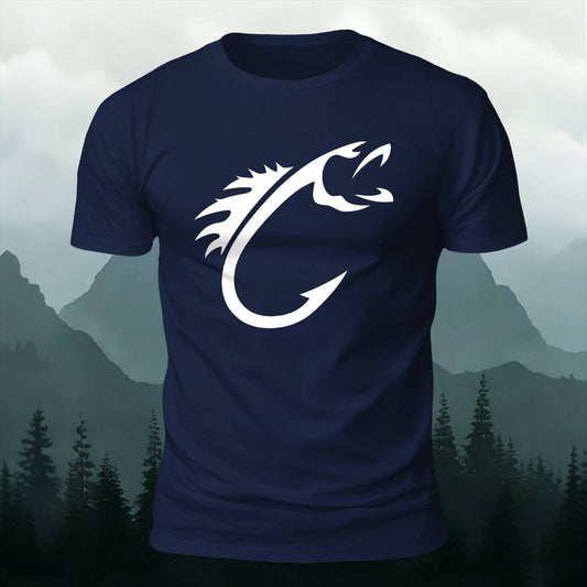 Minimal Fish Hook Outdoor Casual Premium Cotton Tee
