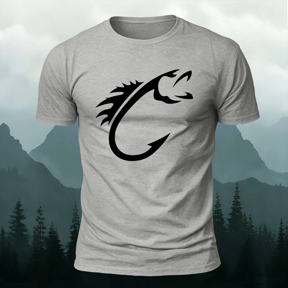 Minimal Fish Hook Outdoor Casual Premium Cotton Tee