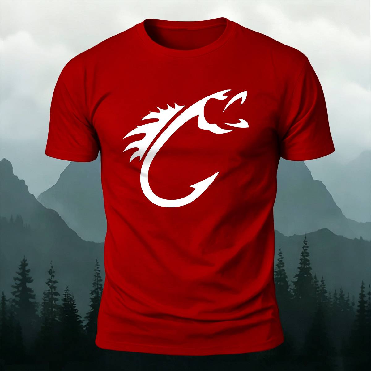 Minimal Fish Hook Outdoor Casual Premium Cotton Tee