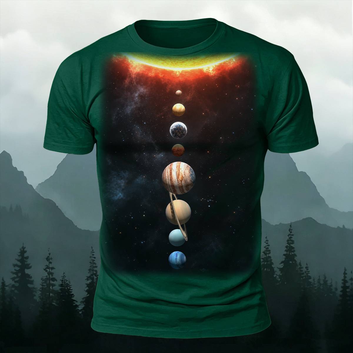 Cosmic Solar System Graphic Outdoor Casual Tee