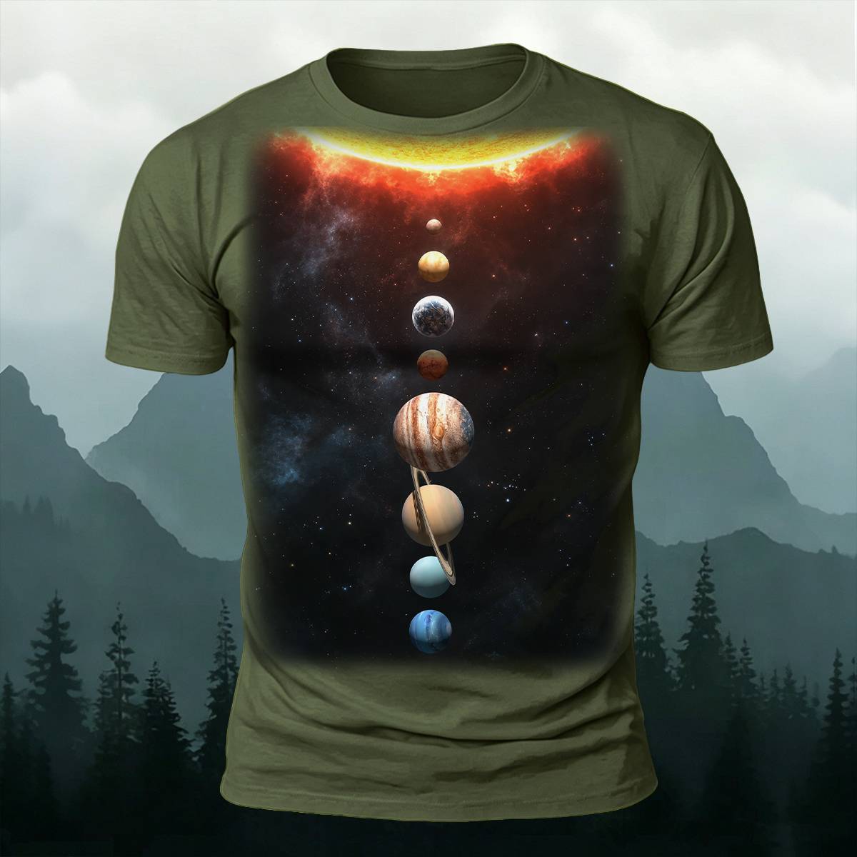 Cosmic Solar System Graphic Outdoor Casual Tee