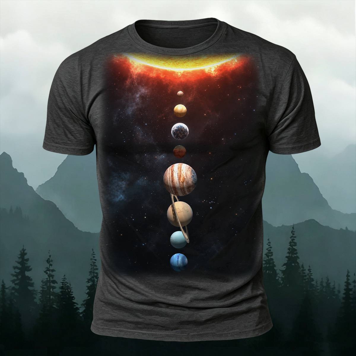 Cosmic Solar System Graphic Outdoor Casual Tee