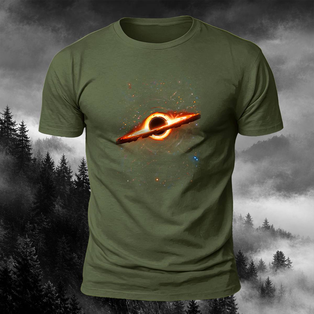 DTG Vivid Cosmic Black Hole Graphic Casual Tee