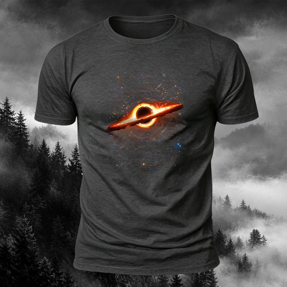 DTG Vivid Cosmic Black Hole Graphic Casual Tee