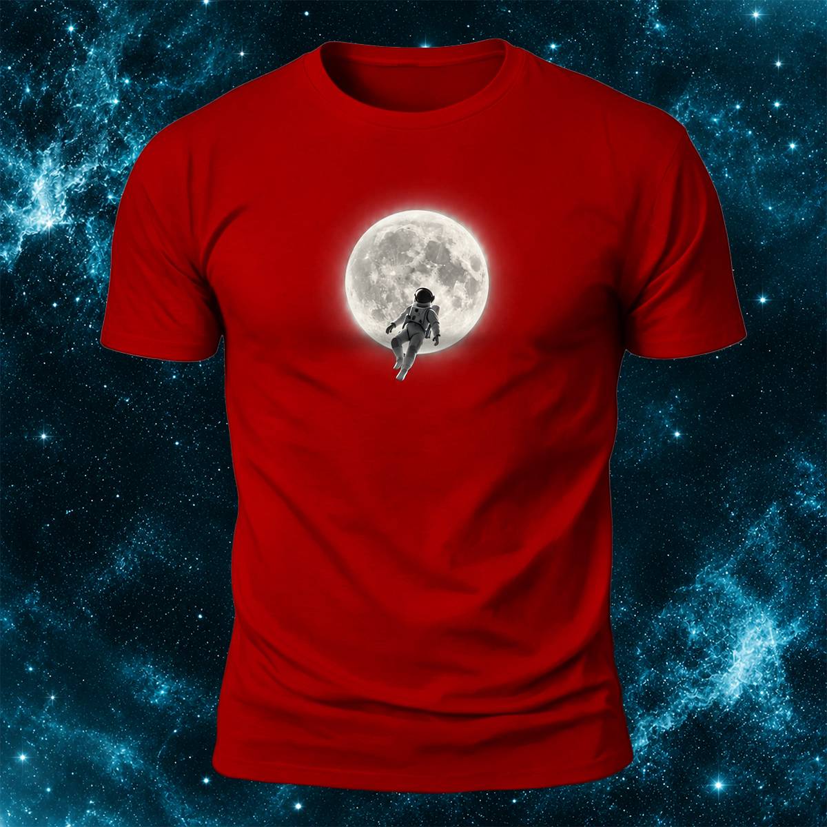 DTG Astronaut And Bright Moon Art Casual T-Shirt