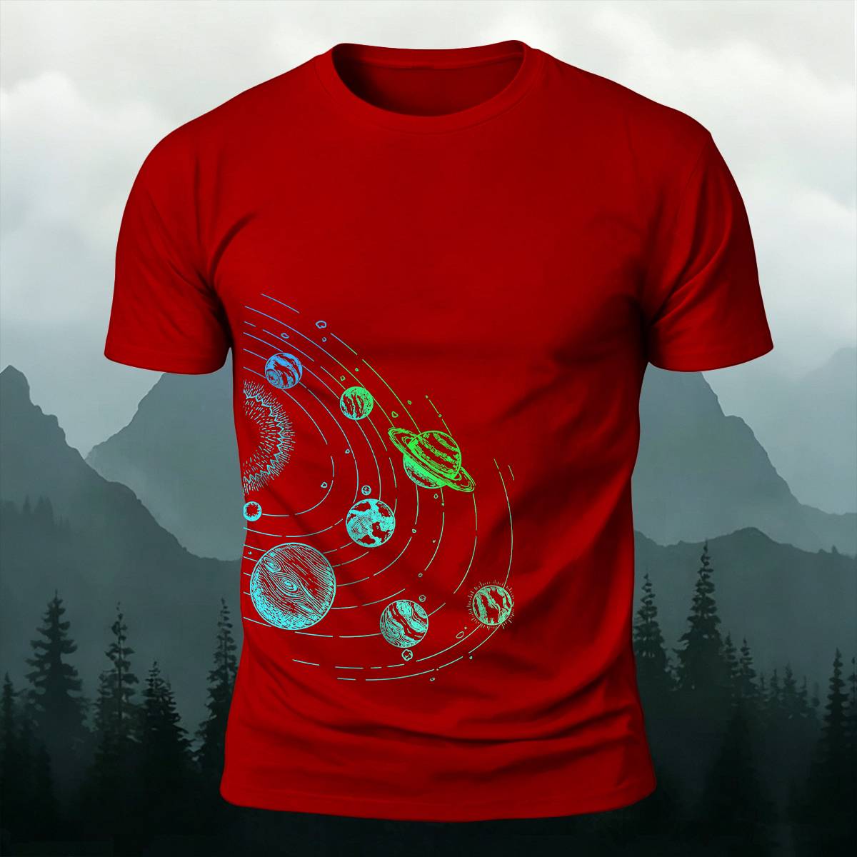 DTG Line Art Solar System Cosmic Casual Tee