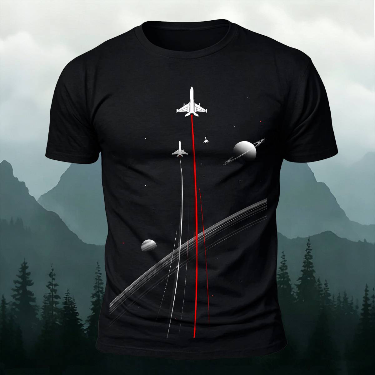 DTG Aviation Space Travel Airplane Graphic Casual Tee