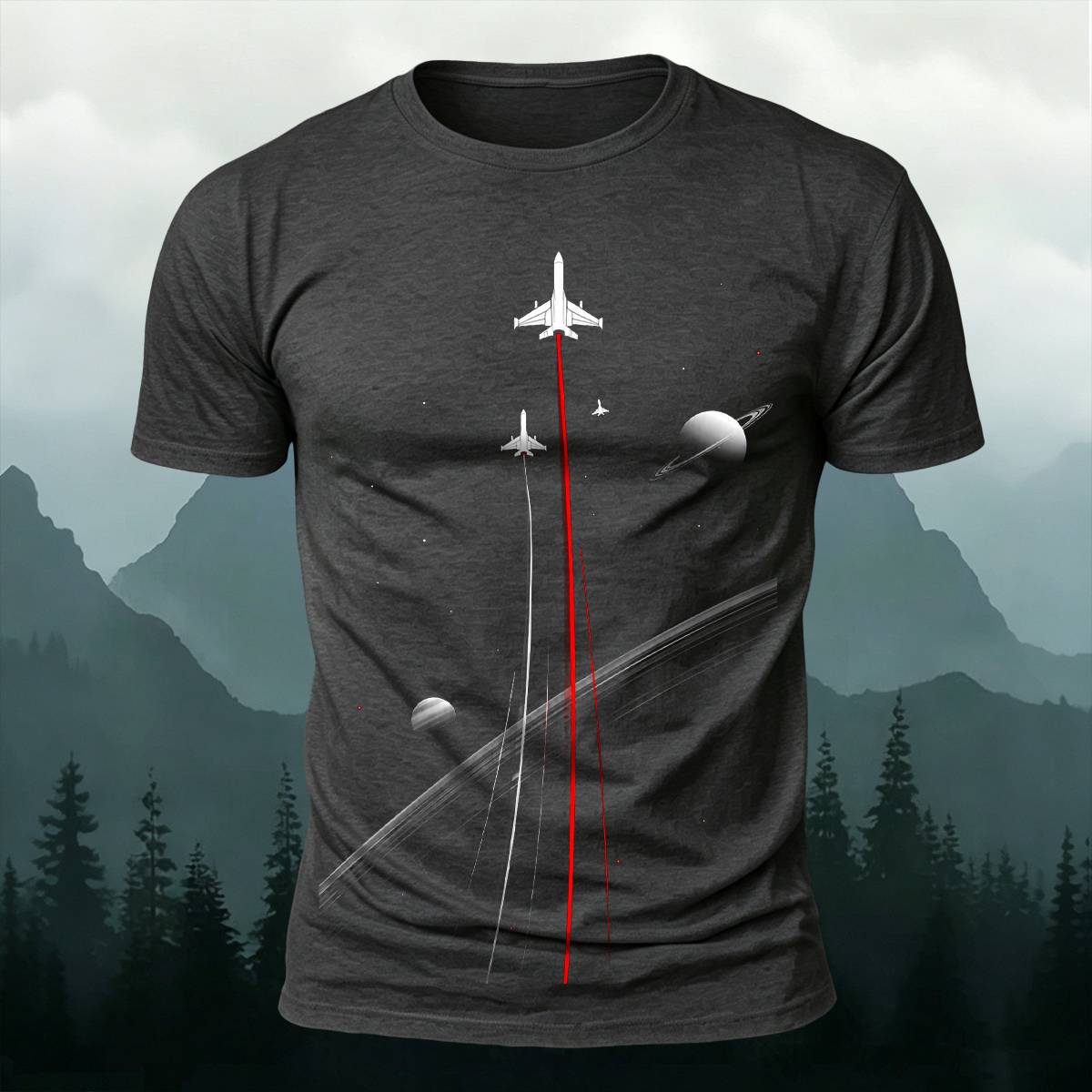 DTG Aviation Space Travel Airplane Graphic Casual Tee