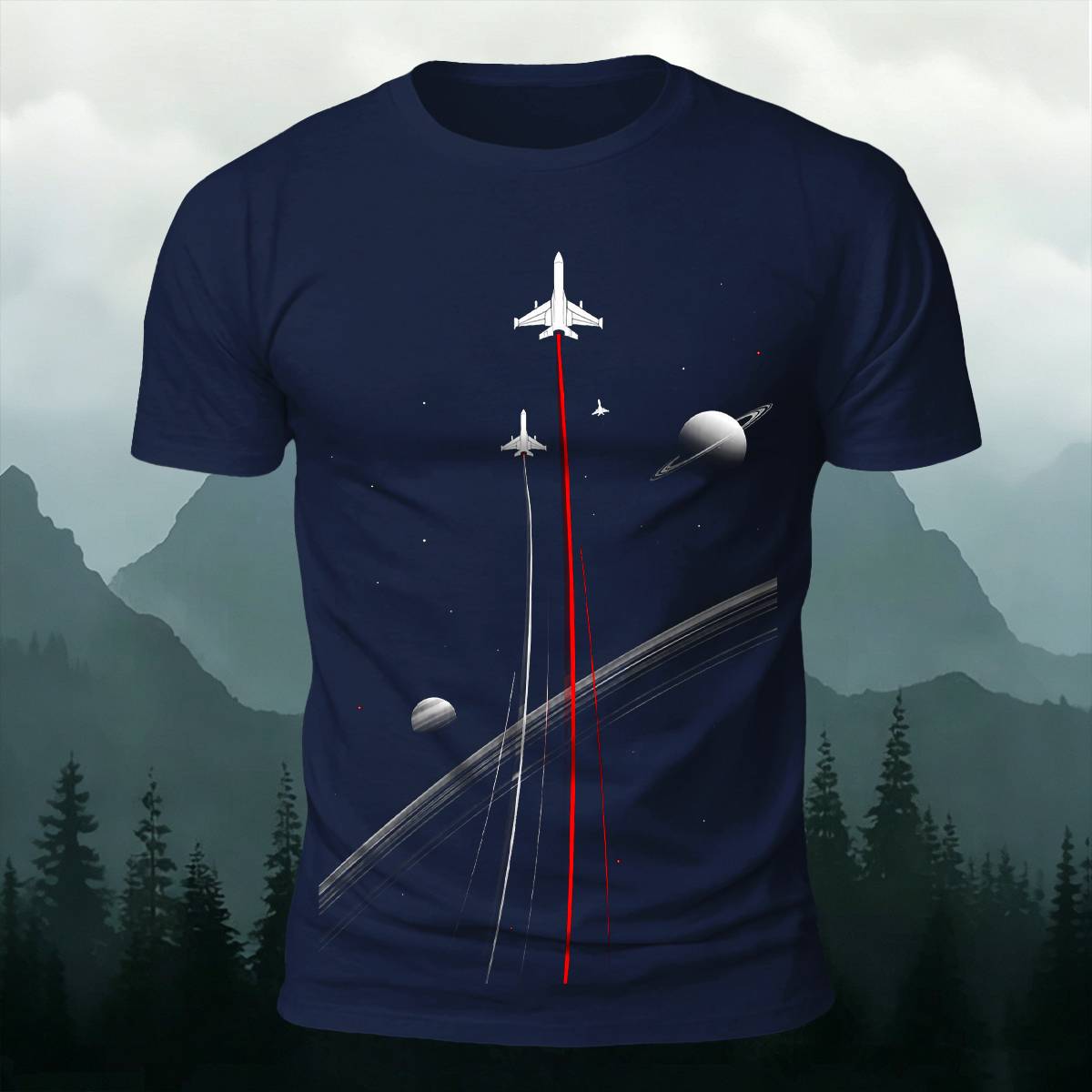 DTG Aviation Space Travel Airplane Graphic Casual Tee