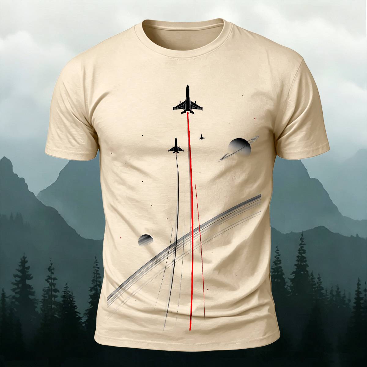 DTG Aviation Space Travel Airplane Graphic Casual Tee
