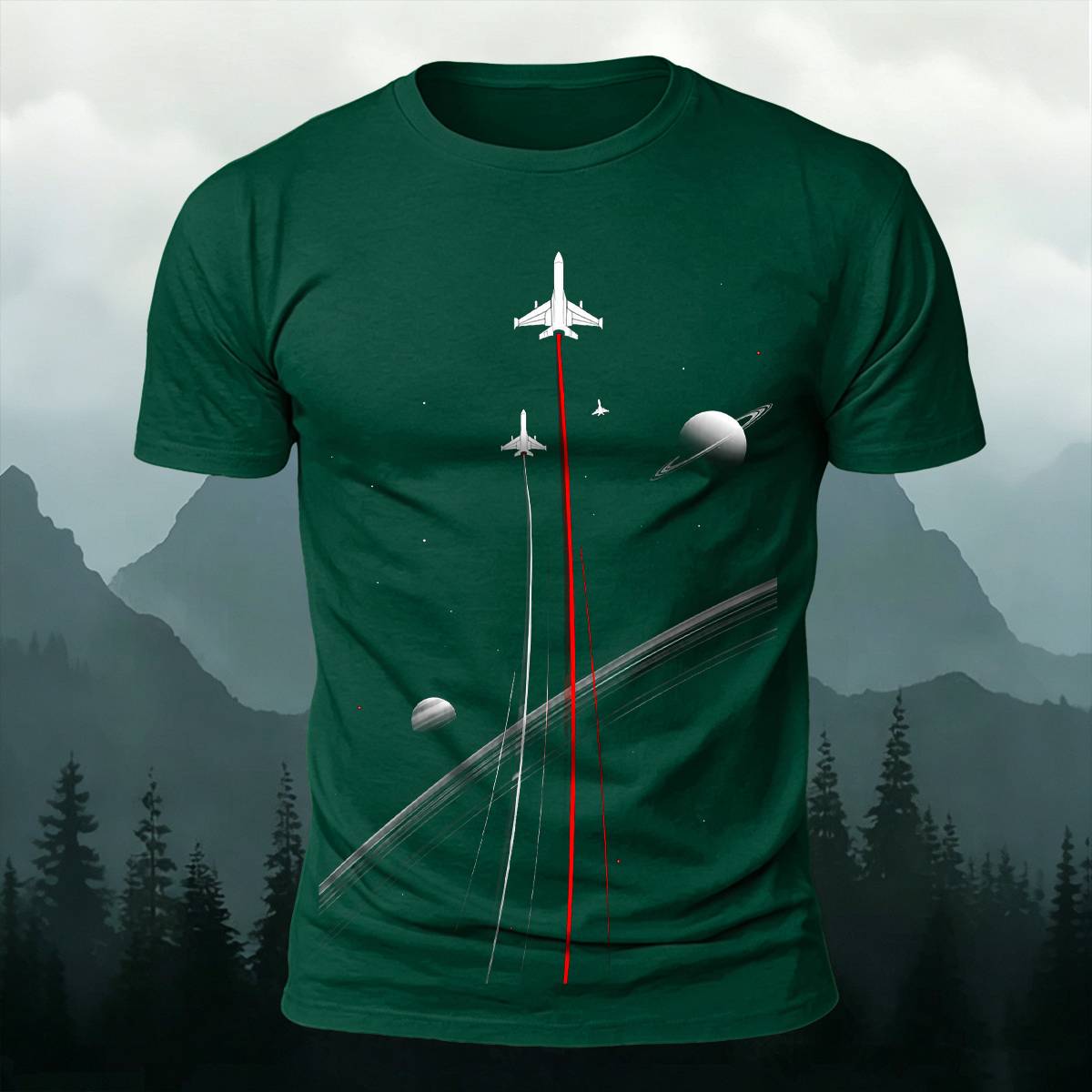 DTG Aviation Space Travel Airplane Graphic Casual Tee