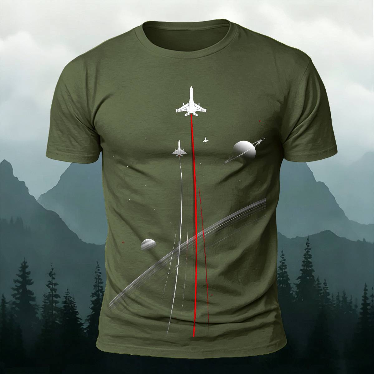 DTG Aviation Space Travel Airplane Graphic Casual Tee