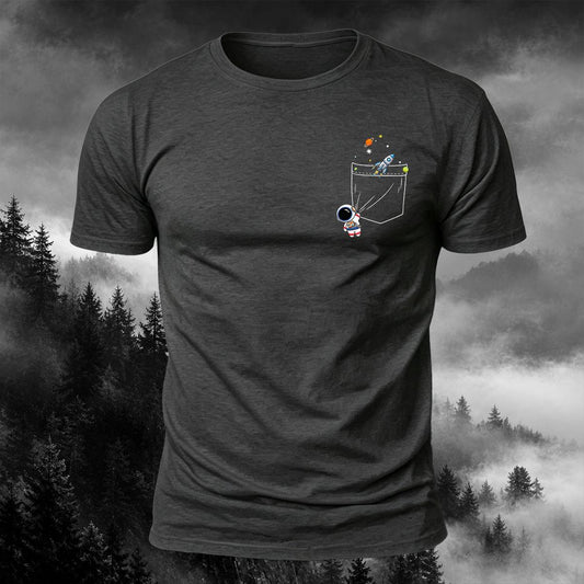 DTG Funny Pocket Space Rocket Astronaut Casual Tee