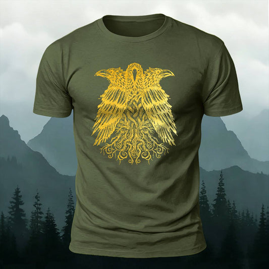 DTG Viking Raven Yggdrasil Graphic Casual Tee