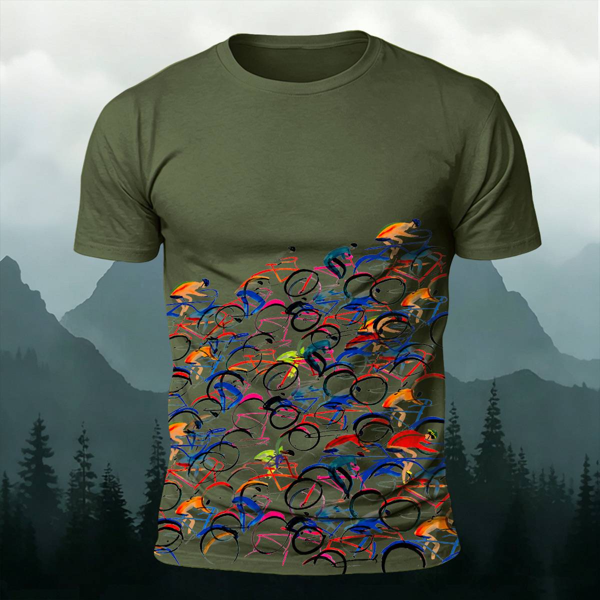 Sublimation Artistic Peloton Cycling Graphic Casual Tee
