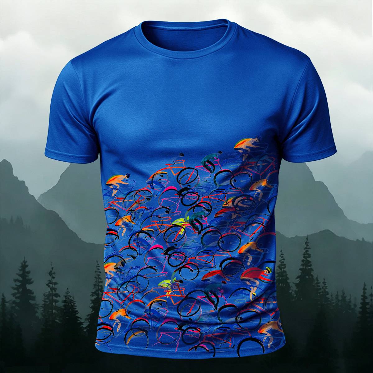 Sublimation Artistic Peloton Cycling Graphic Casual Tee
