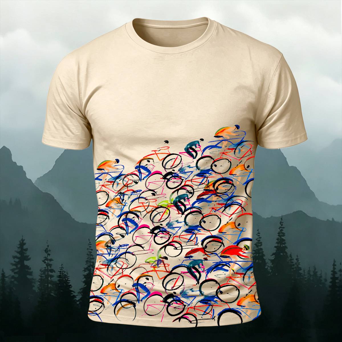 Sublimation Artistic Peloton Cycling Graphic Casual Tee