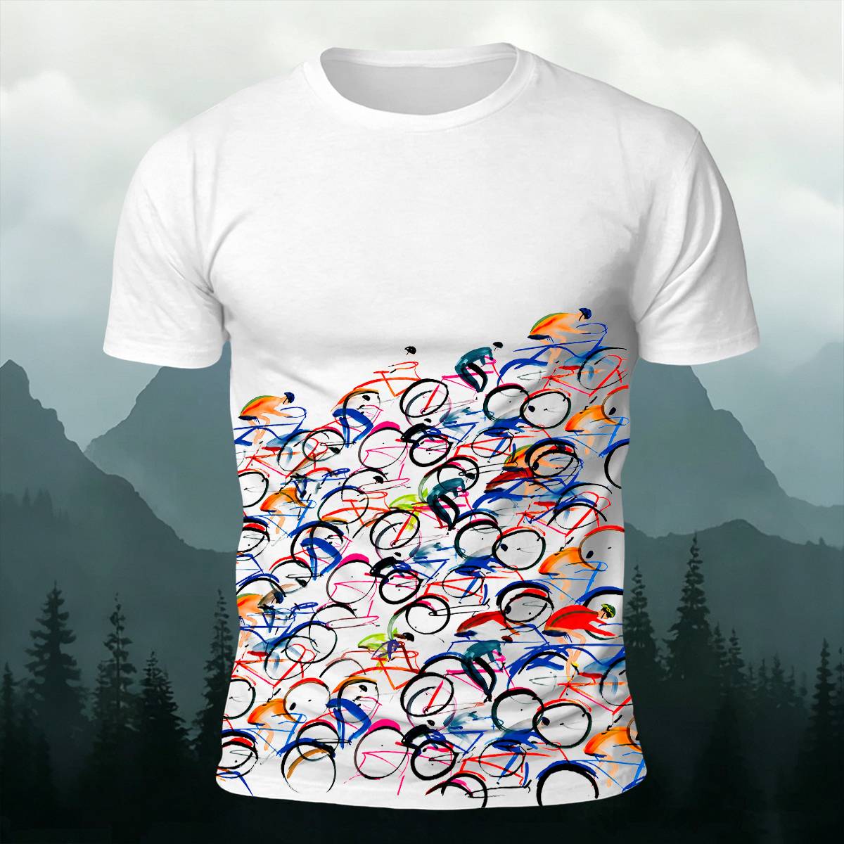Sublimation Artistic Peloton Cycling Graphic Casual Tee