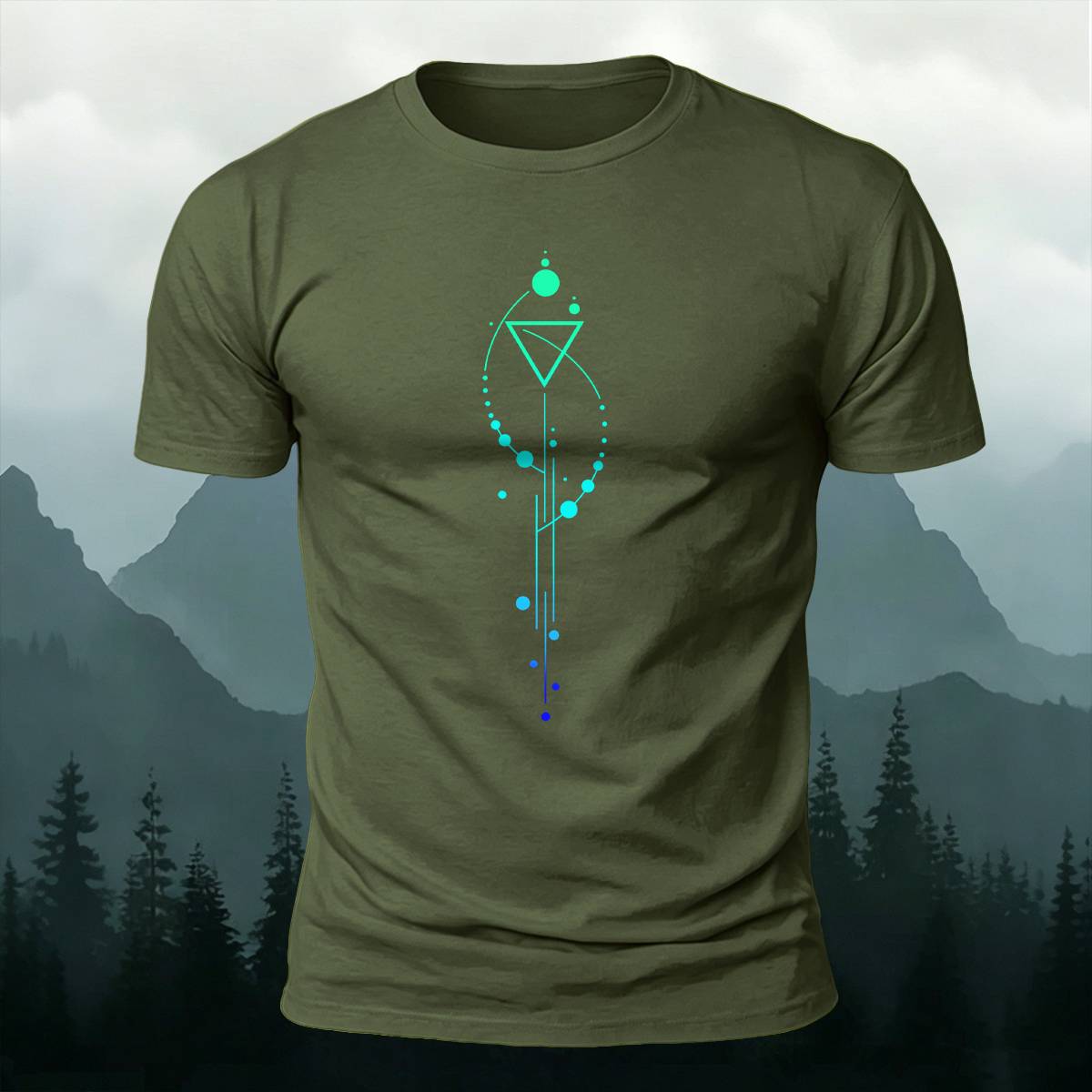 Geometric Celestial Space Line Art Minimal Casual Tee