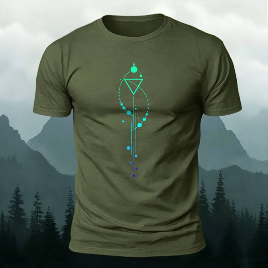 Geometric Celestial Space Line Art Minimal Casual Tee