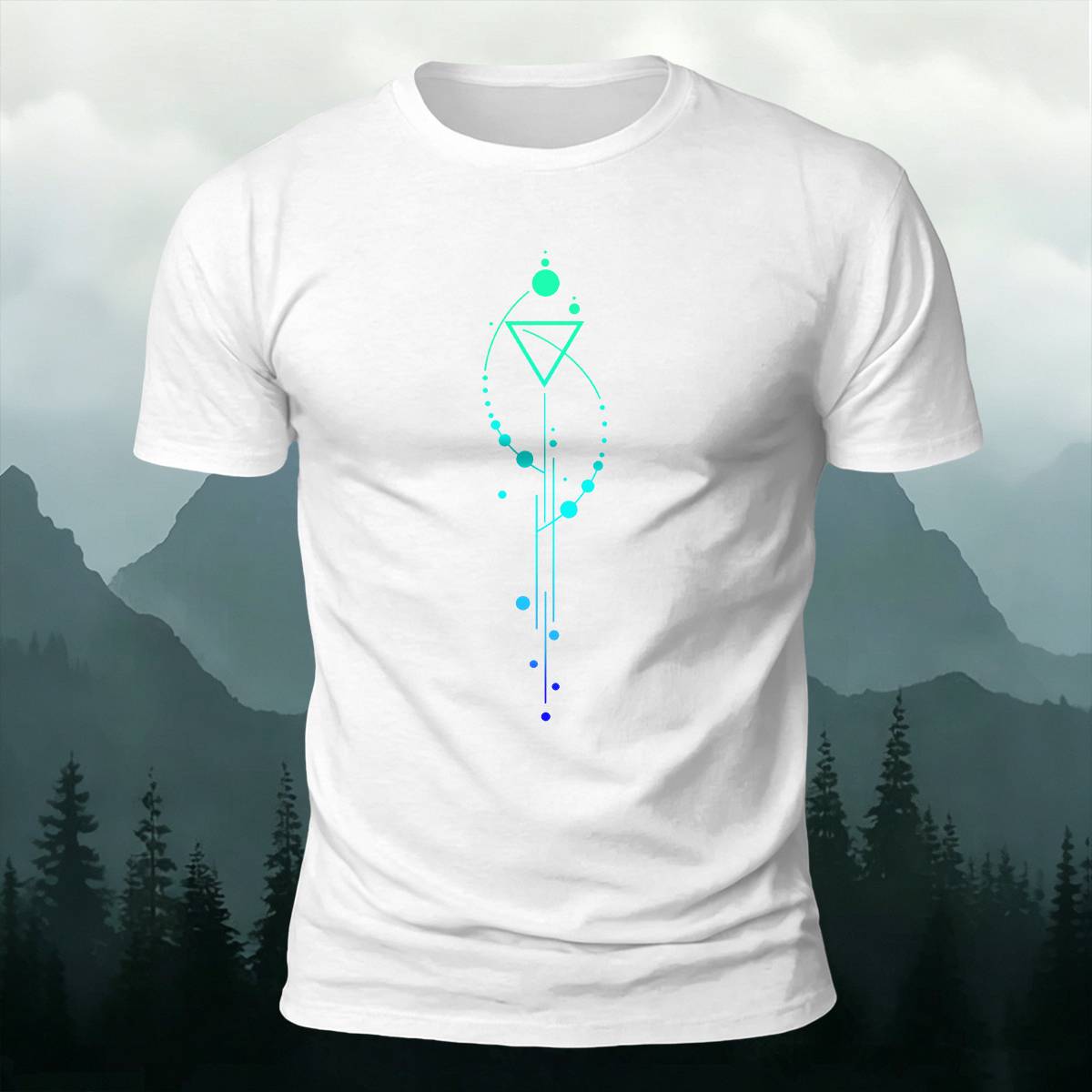Geometric Celestial Space Line Art Minimal Casual Tee