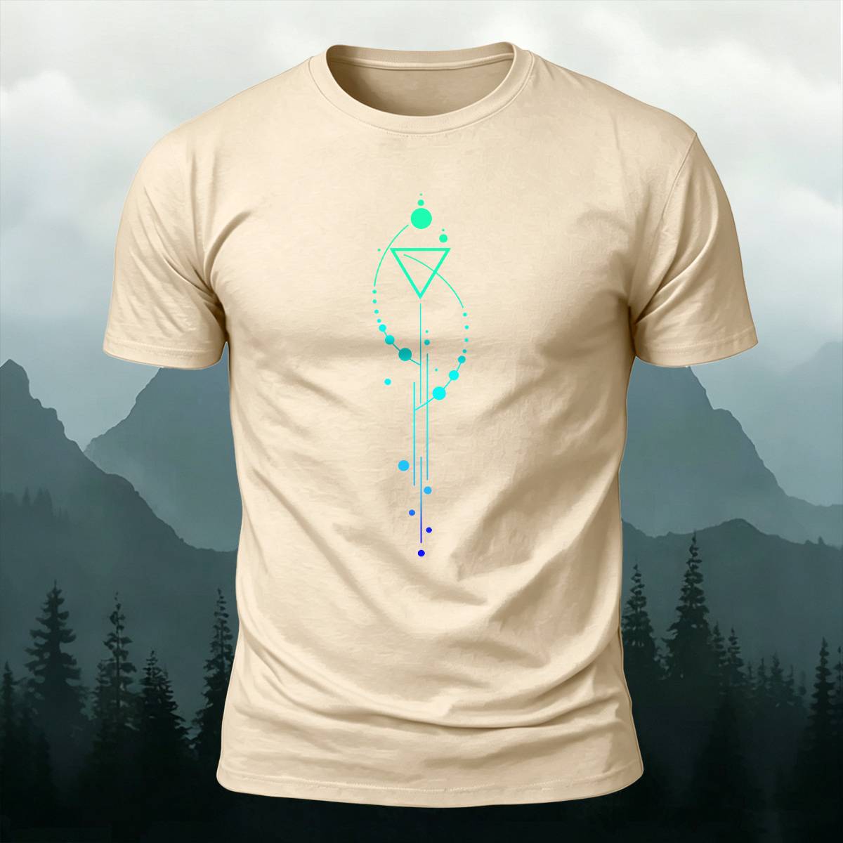 Geometric Celestial Space Line Art Minimal Casual Tee