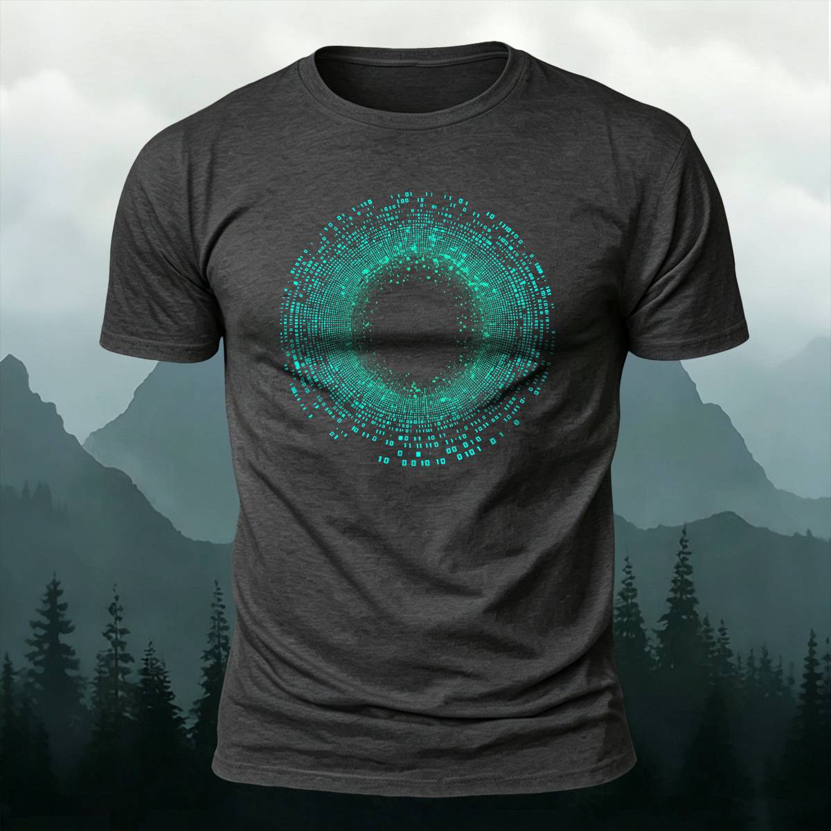 DTG Cyber Digital Binary Code Portal Graphic Tee