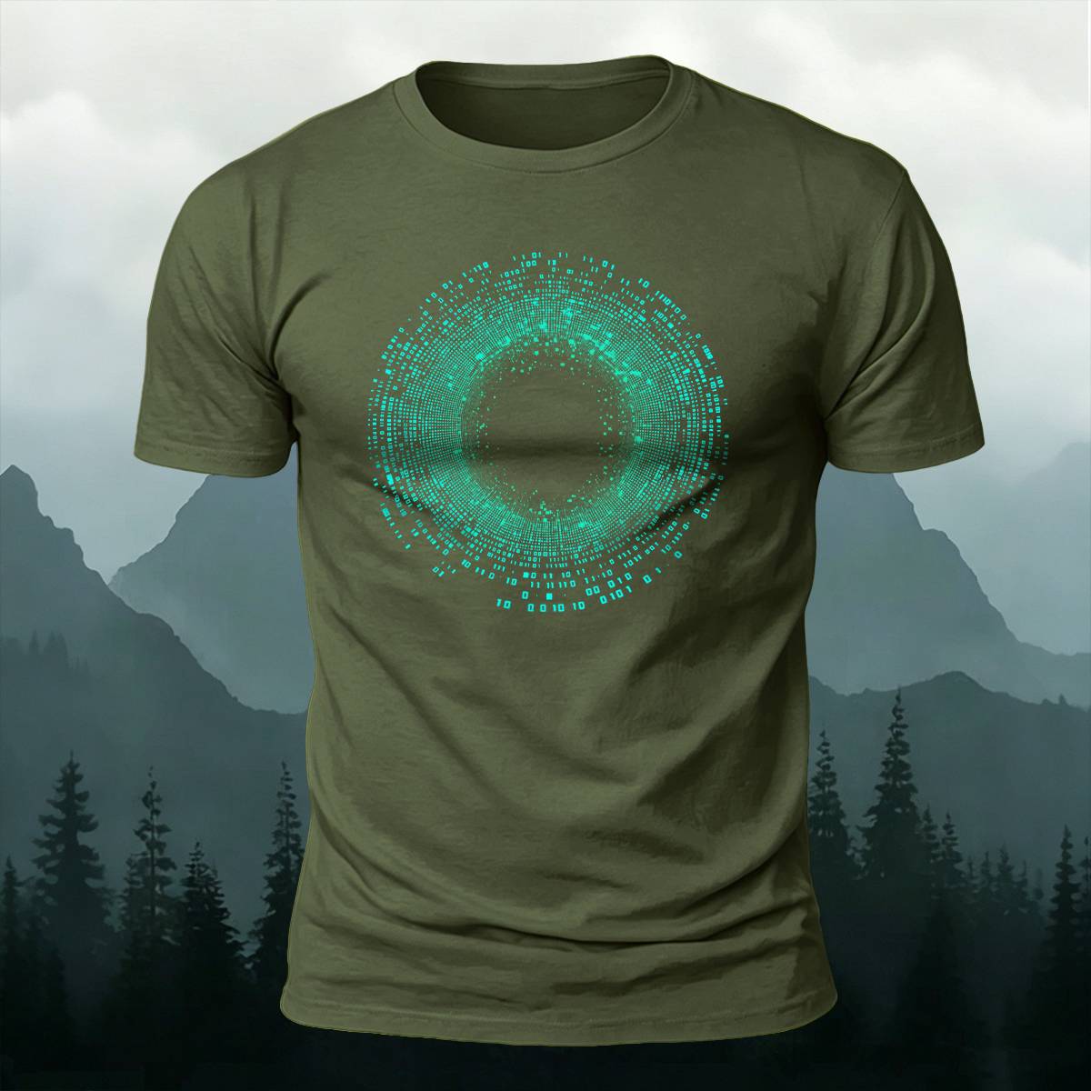 DTG Cyber Digital Binary Code Portal Graphic Tee