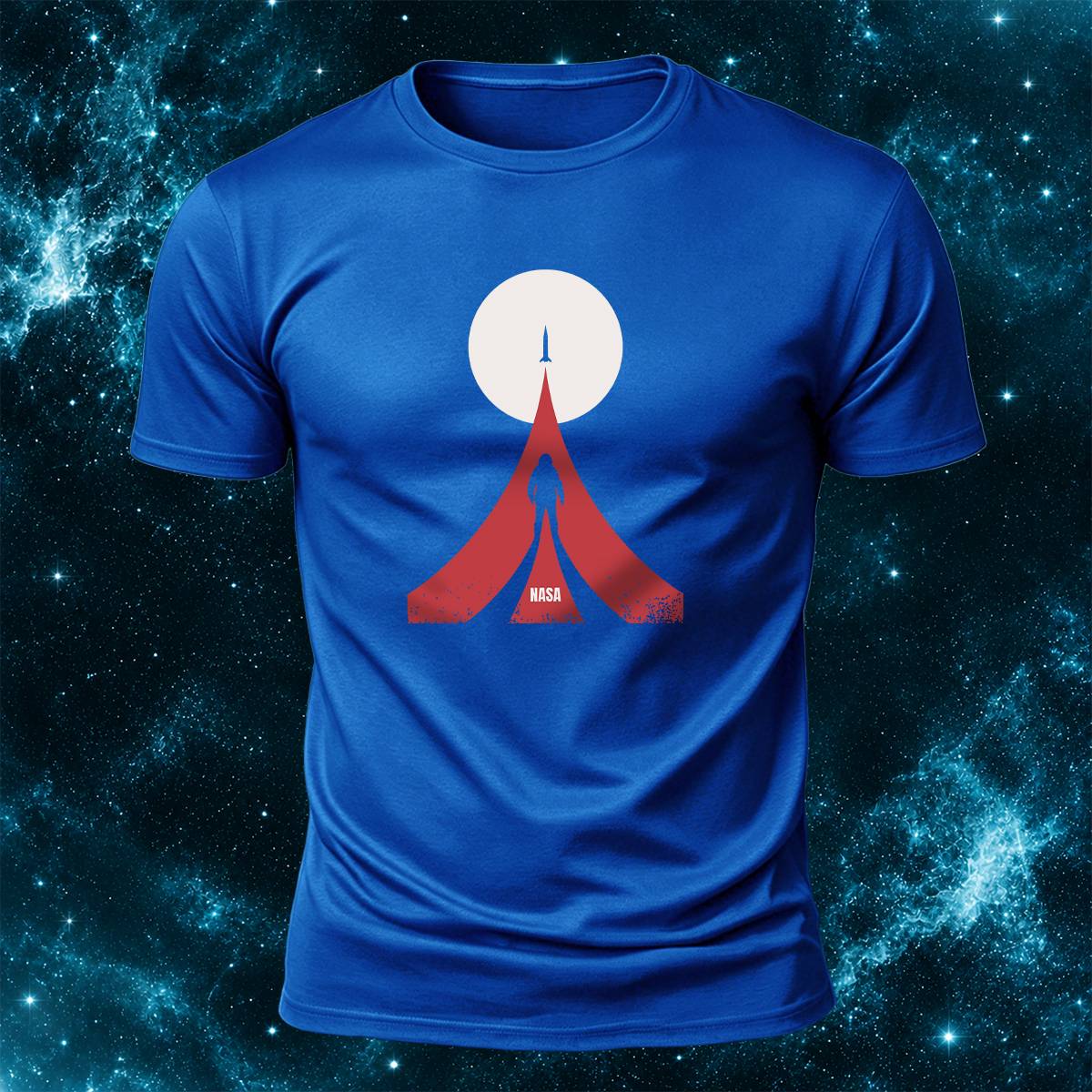 NASA Astronaut Rocket Moon Space Casual Cotton Tee