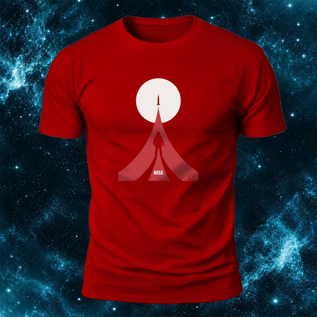 NASA Astronaut Rocket Moon Space Casual Cotton Tee