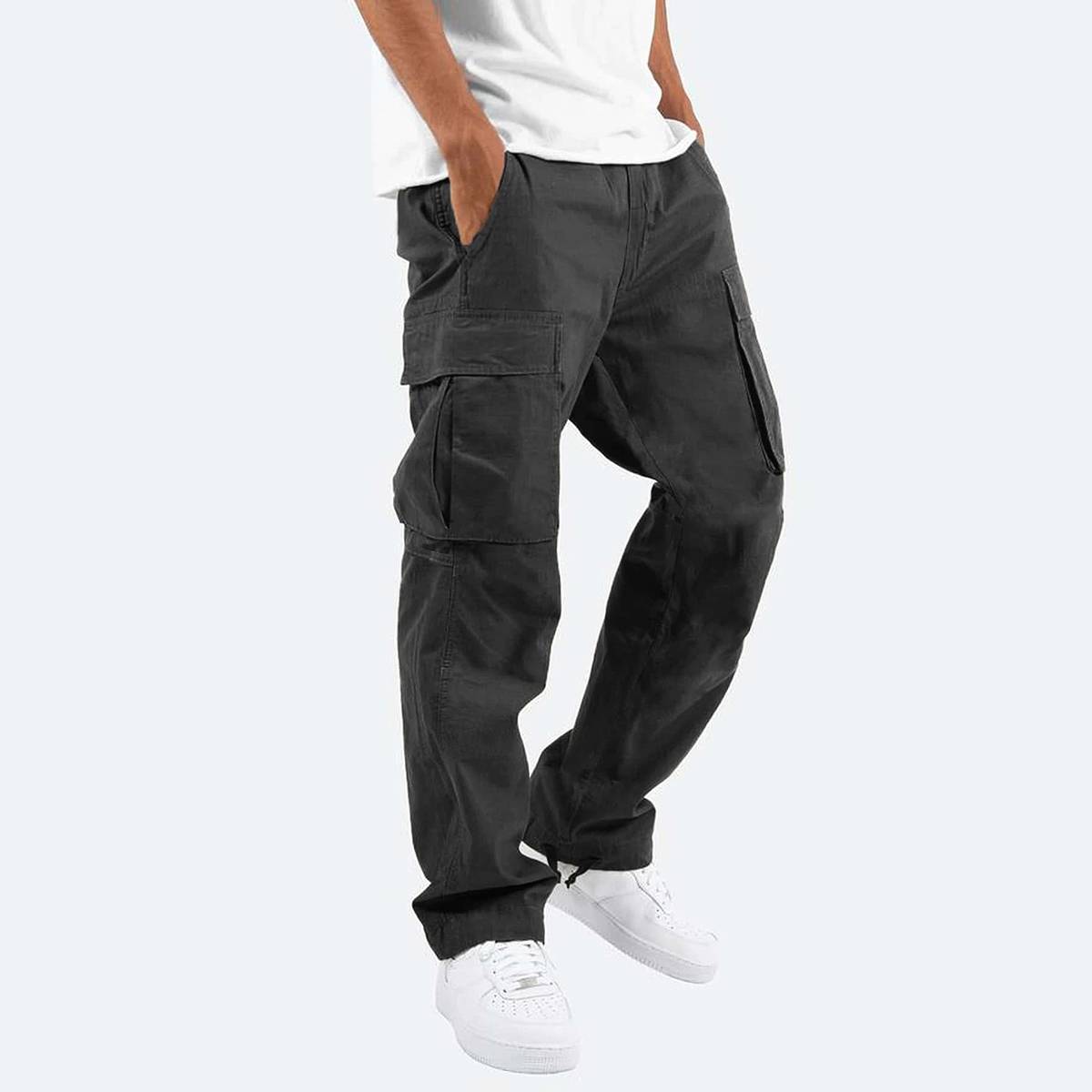 Men's Elastic Waist Multi Pockets Casual Cargo Pants