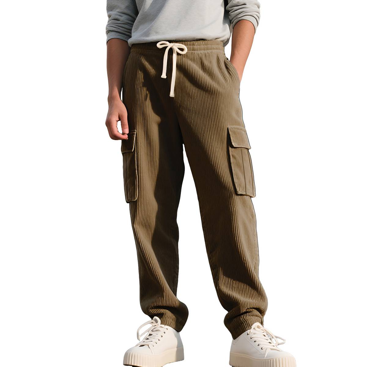 Men's Corduroy Multi-Pocket  Casual Jogger Pants