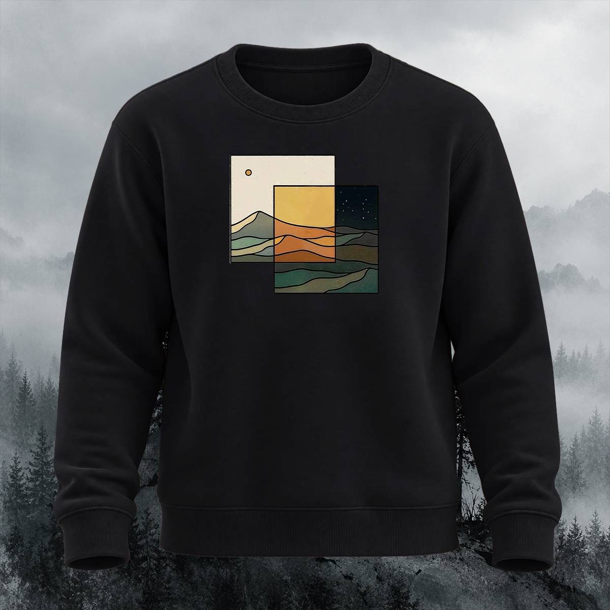 Abstract Mountain Landscape Outdoor Crewneck Sweatshirt