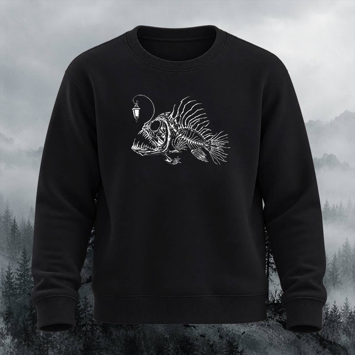 Creepy Deep Sea Anglerfish Casual Crewneck Sweatshirt