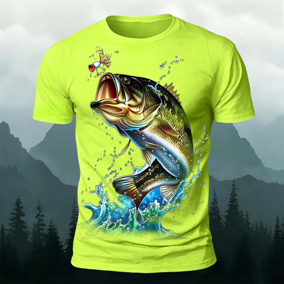 昇華印刷 バス釣りルアー カジュアルグラフィックTシャツ