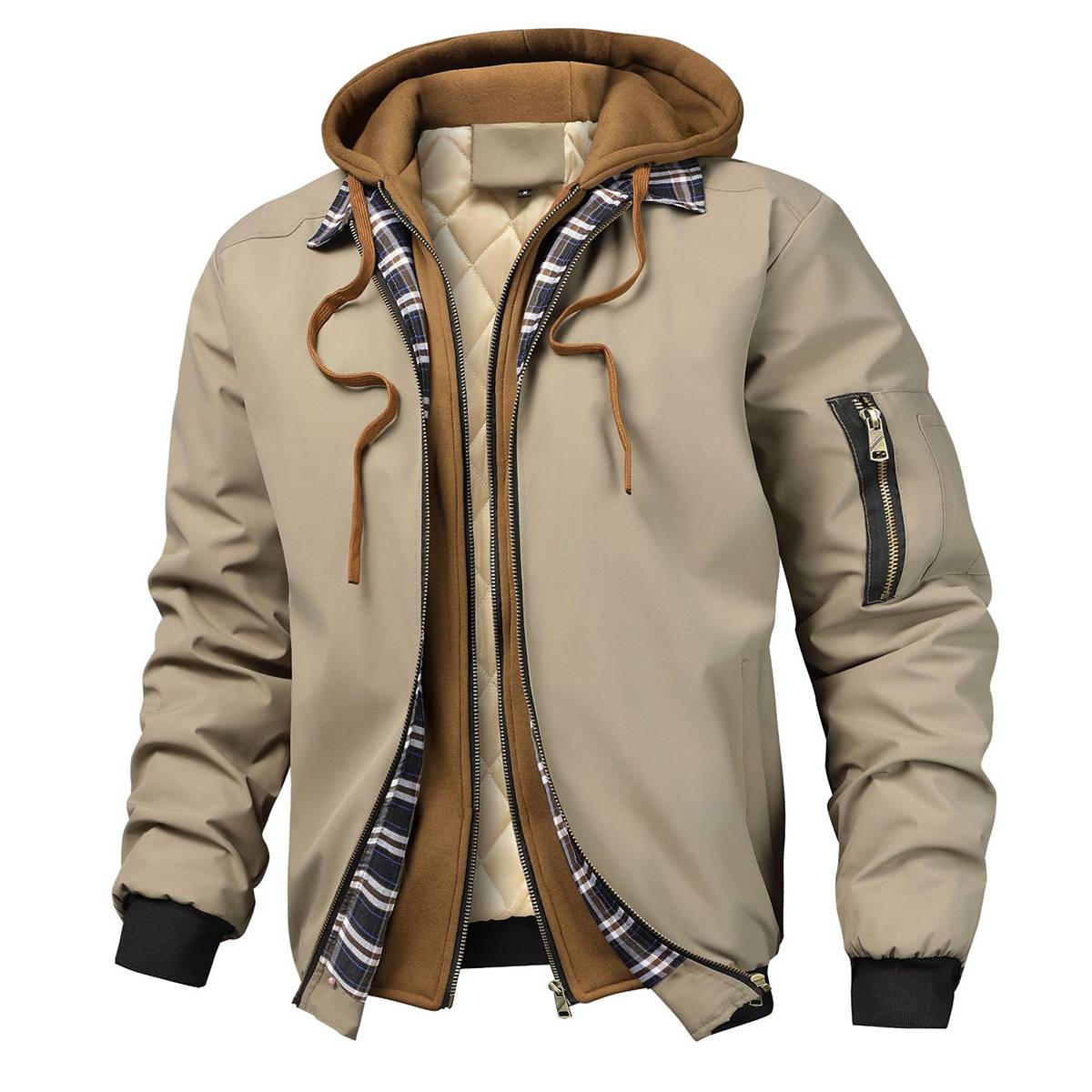 Men's Faux Layered Quilted Cotton Casual Jacket